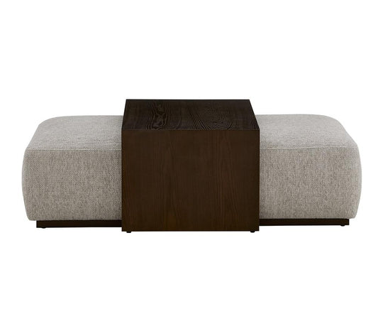 Alder & Tweed - Blair Cream Chalk Fabric, Espresso Wood Finish Modern Elegance 48.5in Ottoman and Table Set - AT9708-SCH/DKC veiw 2
