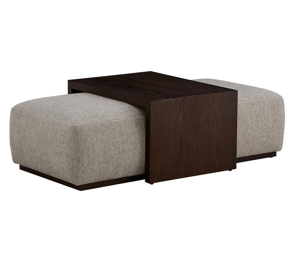 Alder & Tweed - Blair Cream Chalk Fabric, Espresso Wood Finish Modern Elegance 48.5in Ottoman and Table Set - AT9708-SCH/DKC veiw 3