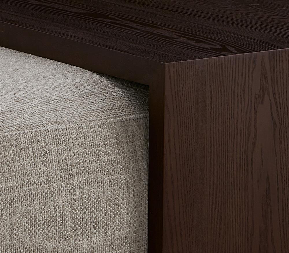 Alder & Tweed - Blair Cream Chalk Fabric, Espresso Wood Finish Modern Elegance 48.5in Ottoman and Table Set - AT9708-SCH/DKC veiw 4
