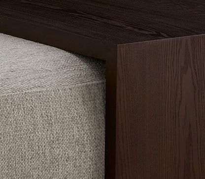 Alder & Tweed - Blair Cream Chalk Fabric, Espresso Wood Finish Modern Elegance 48.5in Ottoman and Table Set - AT9708-SCH/DKC veiw 4
