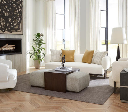 Alder & Tweed - Blair Cream Chalk Fabric, Espresso Wood Finish Modern Elegance 48.5in Ottoman and Table Set - AT9708-SCH/DKC veiw 6