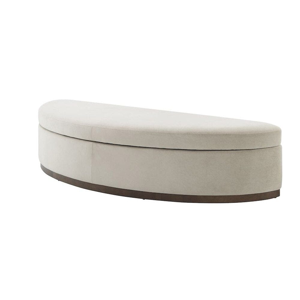 Alder & Tweed - Cameron 83in Storage Bench Cashmere Dove Performance Fabric Medium Mocha Wod Finish - AT9832-CRD/MDM veiw 1