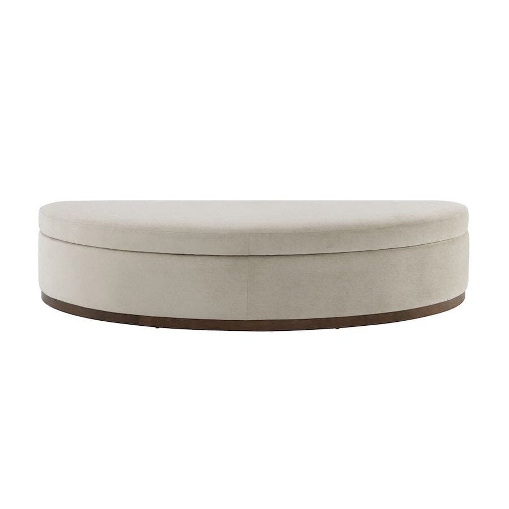 Alder & Tweed - Cameron 83in Storage Bench Cashmere Dove Performance Fabric Medium Mocha Wod Finish - AT9832-CRD/MDM veiw 2