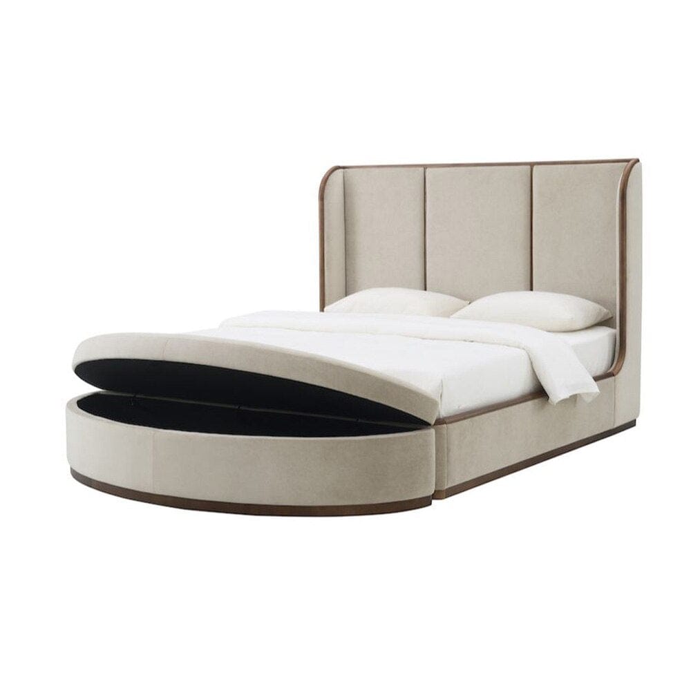 Alder & Tweed - Cameron 83in Storage Bench Cashmere Dove Performance Fabric Medium Mocha Wod Finish - AT9832-CRD/MDM veiw 4