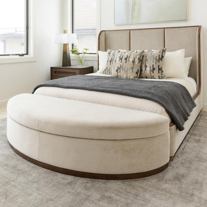 Alder & Tweed - Cameron 83in Storage Bench Cashmere Dove Performance Fabric Medium Mocha Wod Finish - AT9832-CRD/MDM veiw 5