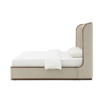 Alder & Tweed - Cameron Upholstered  Cashmere Tan Mocha Wood Finish Modern Design Queen Panel Bed  - AT40320Q-CRD/MDM veiw 3