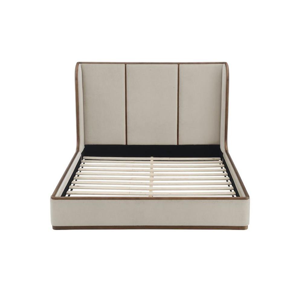 Alder & Tweed - Cameron Upholstered  Cashmere Tan Mocha Wood Finish Modern Design Queen Panel Bed  - AT40320Q-CRD/MDM veiw 6