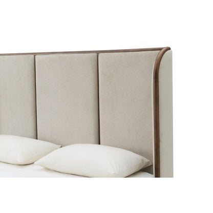 Alder & Tweed - Cameron Upholstered  Cashmere Tan Mocha Wood Finish Modern Design Queen Panel Bed  - AT40320Q-CRD/MDM veiw 7