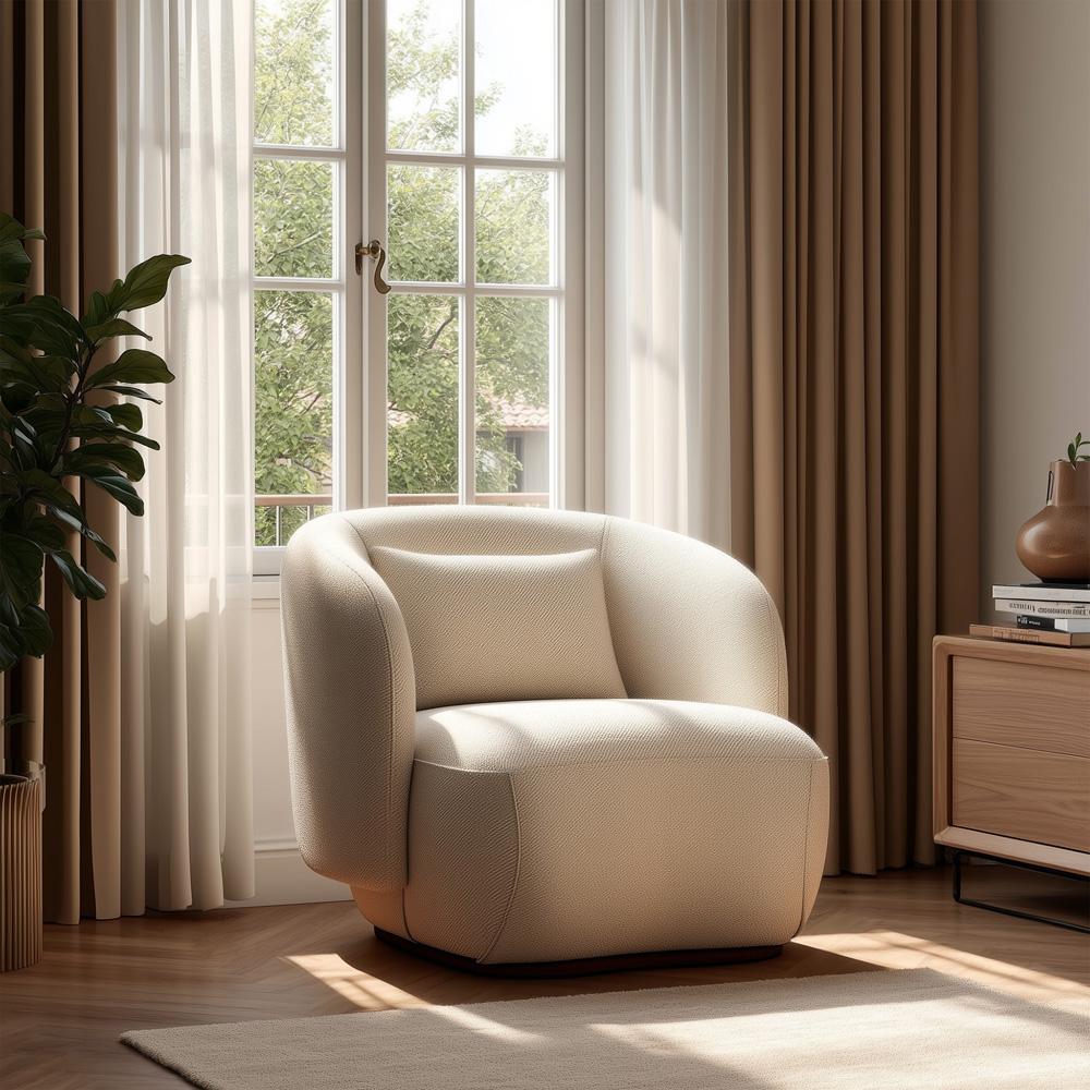 Alder & Tweed - Chloe Upholstered Accent Swivel Chair Woven Wheat Performeance Fabric - AT9621-WNW veiw 5