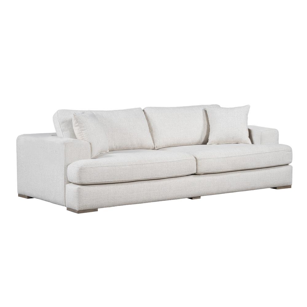 Alder & Tweed - Clyde Polyester Blend Upholstered with Solid Birch Wood Dusted Stone Finish White Cream 100in Sofa - AT10366-GRC/DDS veiw 1