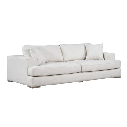 Alder & Tweed - Clyde Polyester Blend Upholstered with Solid Birch Wood Dusted Stone Finish White Cream 100in Sofa - AT10366-GRC/DDS veiw 1