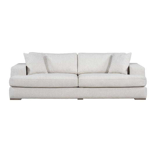 Alder & Tweed - Clyde Polyester Blend Upholstered with Solid Birch Wood Dusted Stone Finish White Cream 100in Sofa - AT10366-GRC/DDS veiw 2