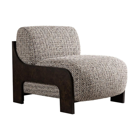 Alder & Tweed - Coco Upholstered Accent Chair Twilight Tweed Performance Fabrc Chocolate Burl Wood - AT9072-TGT/CTB veiw 1