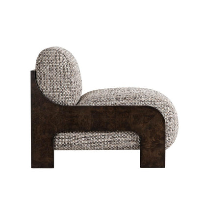 Alder & Tweed - Coco Upholstered Accent Chair Twilight Tweed Performance Fabrc Chocolate Burl Wood - AT9072-TGT/CTB veiw 3