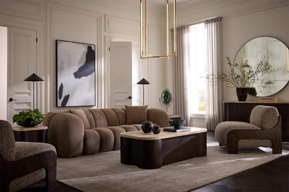 Alder & Tweed - Coco Upholstered Accent Chair Twilight Tweed Performance Fabrc Chocolate Burl Wood - AT9072-TGT/CTB veiw 4