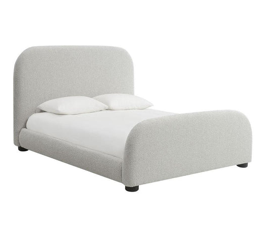 Alder & Tweed - Cora Polyester Upholstered with Solid Oak Dark Cinder Wood Finish King Bed - AT40280K-STM/DKC veiw 1
