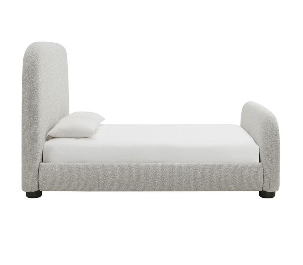 Alder & Tweed - Cora Polyester Upholstered with Solid Oak Dark Cinder Wood Finish King Bed - AT40280K-STM/DKC veiw 3