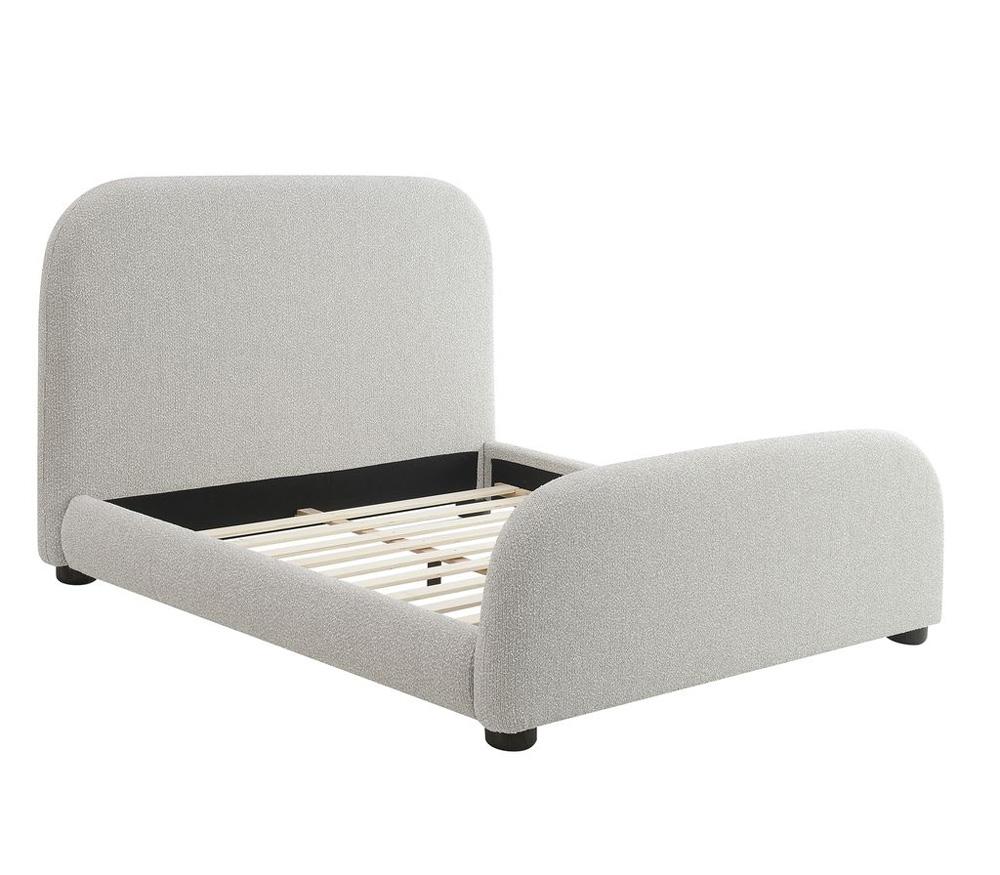 Alder & Tweed - Cora Polyester Upholstered with Solid Oak Dark Cinder Wood Finish King Bed - AT40280K-STM/DKC veiw 4