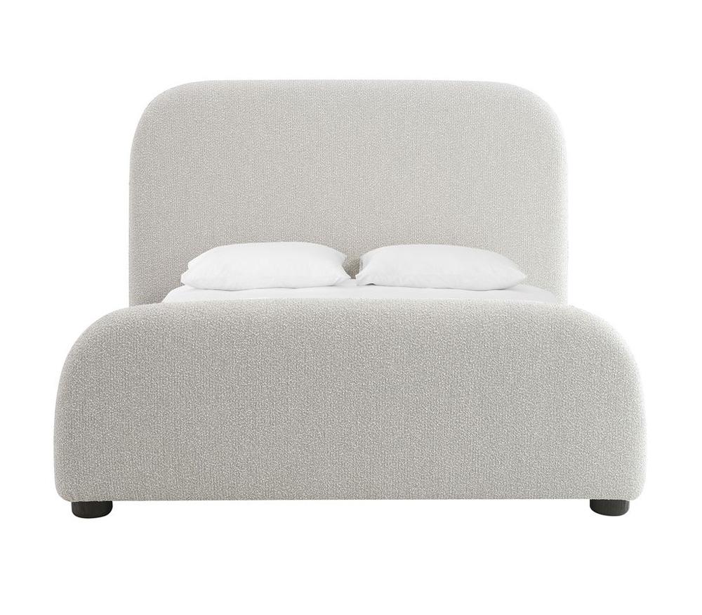 Alder & Tweed - Cora Polyester Upholstered with Solid Oak Dark Cinder Wood Finish Queen Bed - AT40280Q-STM/DKC veiw 2