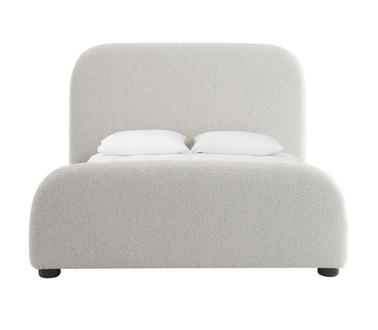 Alder & Tweed - Cora Polyester Upholstered with Solid Oak Dark Cinder Wood Finish Queen Bed - AT40280Q-STM/DKC veiw 2