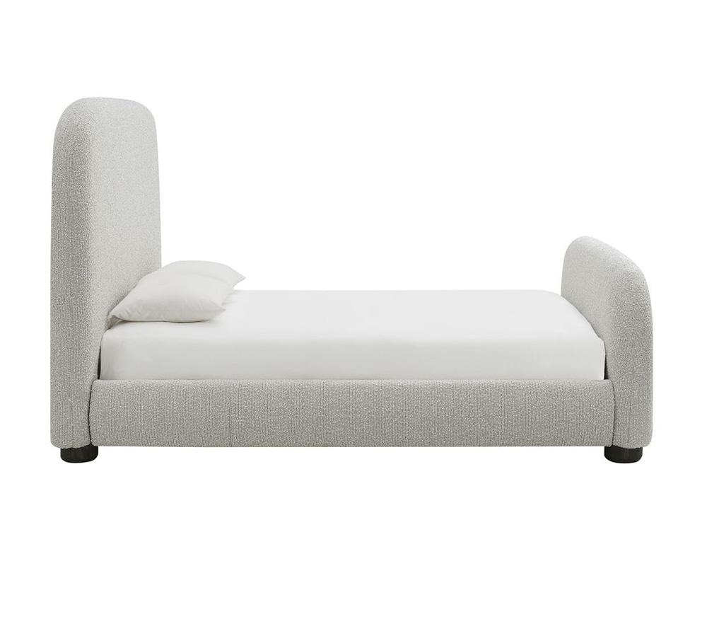 Alder & Tweed - Cora Polyester Upholstered with Solid Oak Dark Cinder Wood Finish Queen Bed - AT40280Q-STM/DKC veiw 3