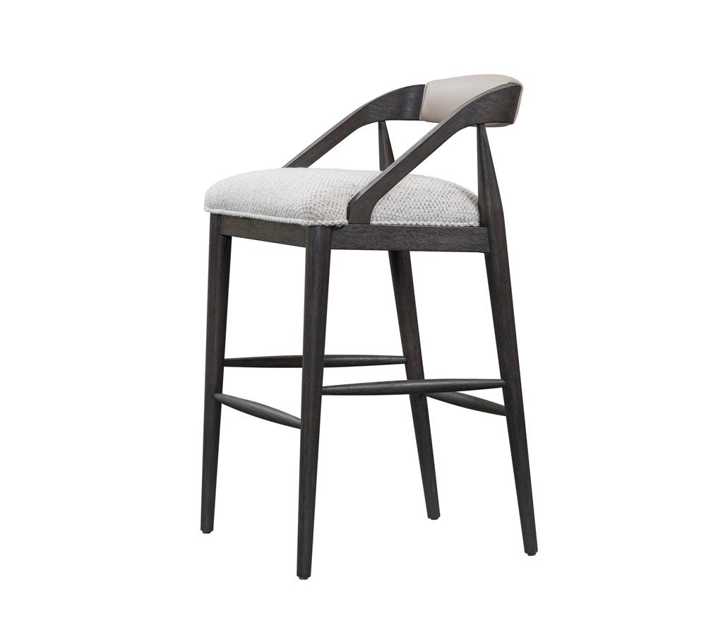 Alder & Tweed - Cove Polyester Upholstered Solid Birch Wood Dark Cinder Finish 38.5in Bar Stool - AT956B-FTL/DKC veiw 3