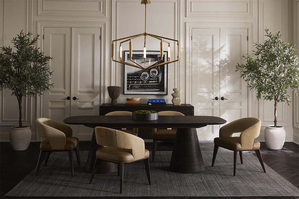 Alder & Tweed - Creighton 96in Dining Table Medium Cinder Wood Finish, Modern Design - AT60122-MCR veiw 3