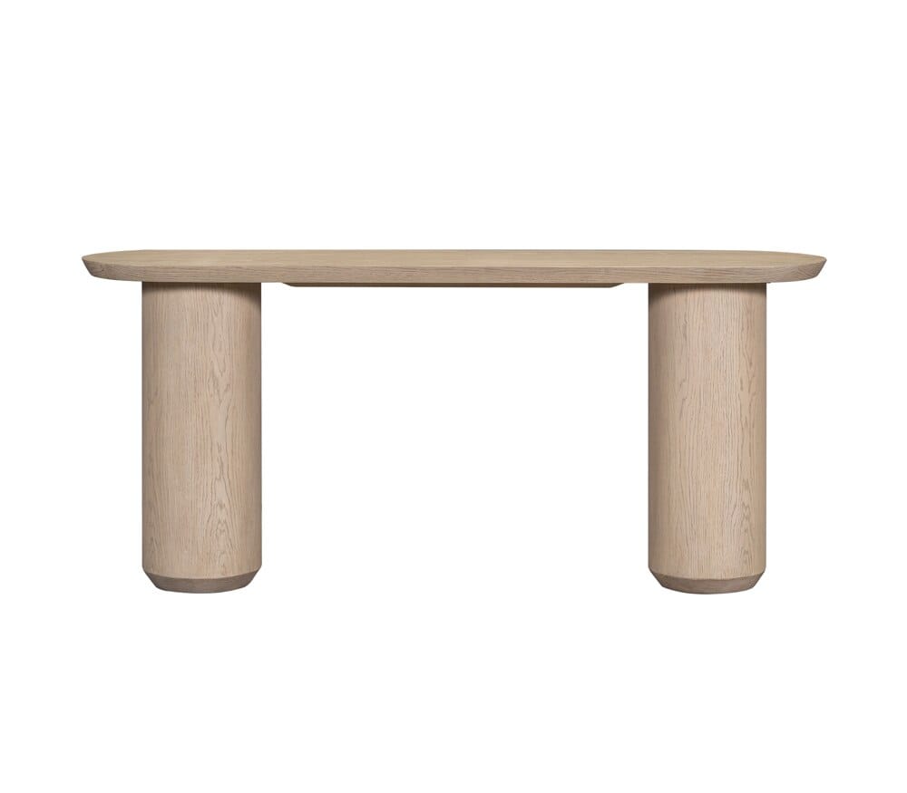 Alder & Tweed - Cromwell Raw Oak Finish 2 Pedestal Legs Contemporary Modern Design 72in Console Table - AT9498-RWO veiw 2
