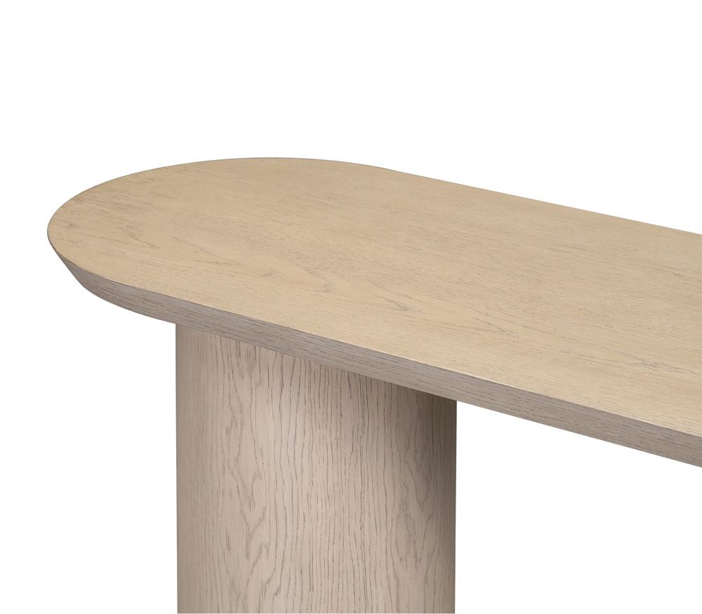 Alder & Tweed - Cromwell Raw Oak Finish 2 Pedestal Legs Contemporary Modern Design 72in Console Table - AT9498-RWO veiw 4
