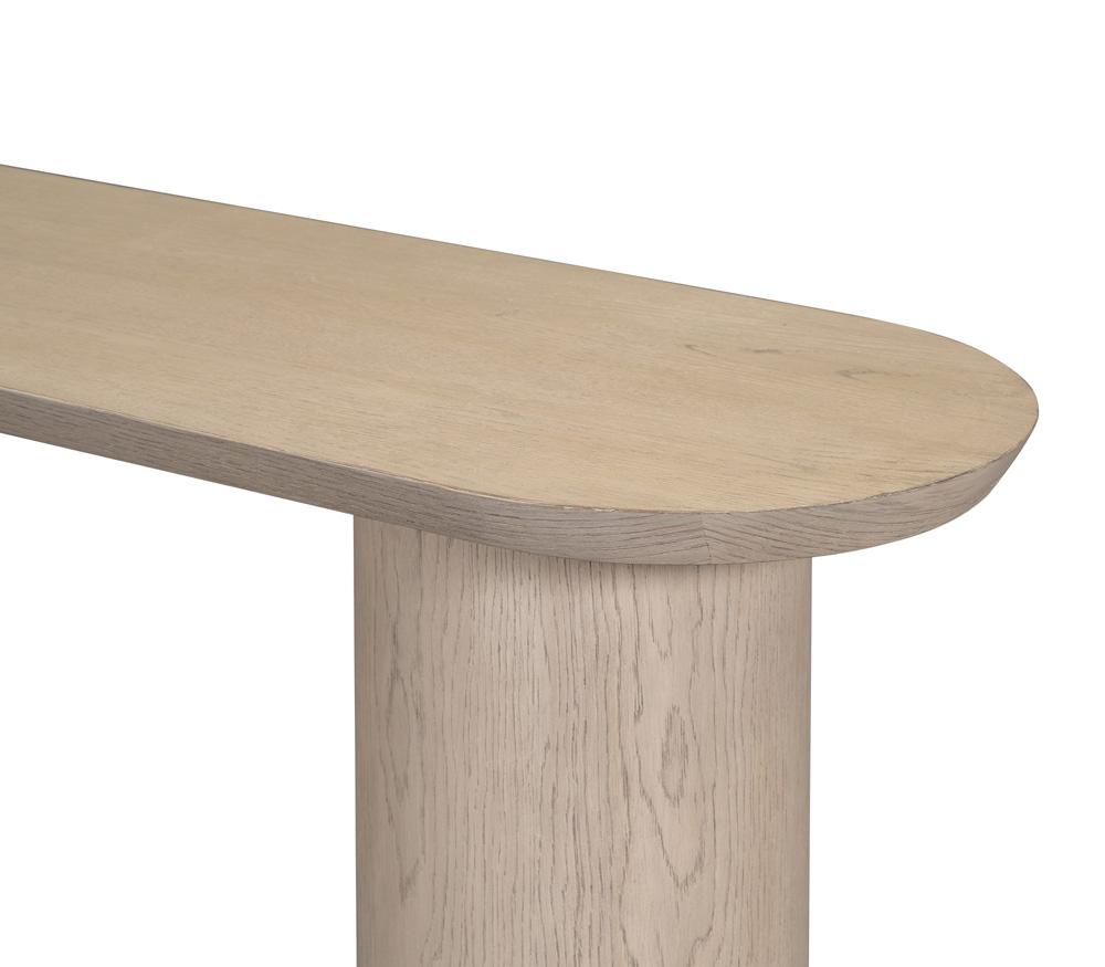 Alder & Tweed - Cromwell Raw Oak Finish 2 Pedestal Legs Contemporary Modern Design 72in Console Table - AT9498-RWO veiw 5