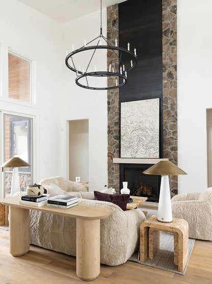 Alder & Tweed - Cromwell Raw Oak Finish 2 Pedestal Legs Contemporary Modern Design 72in Console Table - AT9498-RWO veiw 6
