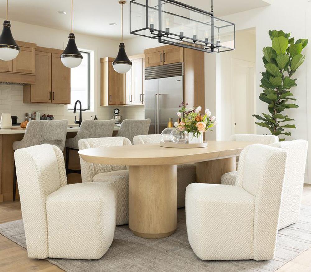 Alder & Tweed - Cromwell Solid Wood with Oak Veneer Raw Finish 84in-108in Extension Dining Table  - AT60098-RWO veiw 6