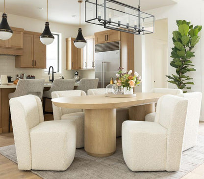Alder & Tweed - Cromwell Solid Wood with Oak Veneer Raw Finish 84in-108in Extension Dining Table  - AT60098-RWO veiw 6