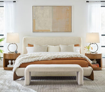 Alder & Tweed - Crosby Polyester Upholstered with Solid Wood and Acacia Veneer Brushed Cypress Finish King Bed - AT40260K-RWS/BDS veiw 6