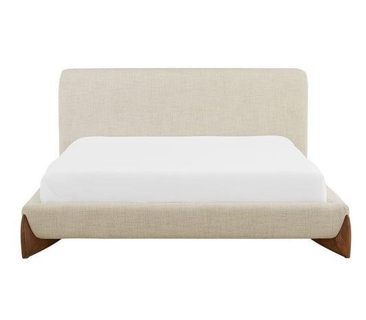 Alder & Tweed - Crosby Polyester Upholstered with Solid Oak Taupe Queen Bed - AT40260Q-RWS/BDS veiw 2