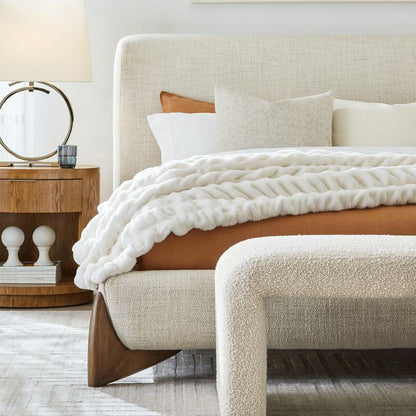 Alder & Tweed - Crosby Polyester Upholstered with Solid Oak Taupe Queen Bed - AT40260Q-RWS/BDS veiw 4