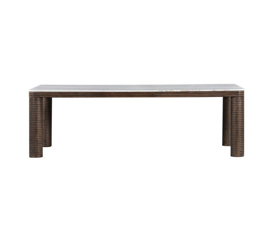 Alder & Tweed - Durham Brown Oak & White Marble 4-Leg Modern Design 95in Dining Table - AT60099-MCR/GWM veiw 1
