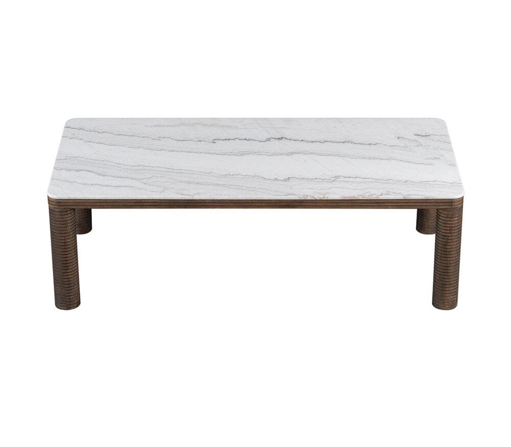 Alder & Tweed - Durham Brown Oak & White Marble 4-Leg Modern Design 95in Dining Table - AT60099-MCR/GWM veiw 2