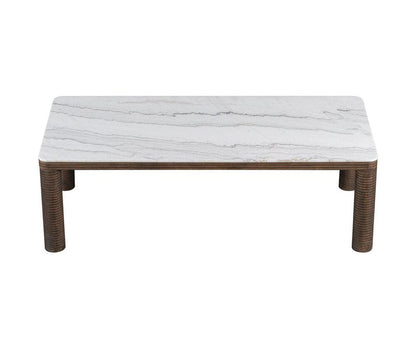 Alder & Tweed - Durham Brown Oak & White Marble 4-Leg Modern Design 95in Dining Table - AT60099-MCR/GWM veiw 2