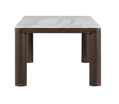 Alder & Tweed - Durham Brown Oak & White Marble 4-Leg Modern Design 95in Dining Table - AT60099-MCR/GWM veiw 3