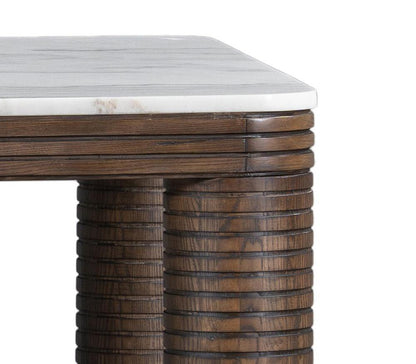 Alder & Tweed - Durham Brown Oak & White Marble 4-Leg Modern Design 95in Dining Table - AT60099-MCR/GWM veiw 4