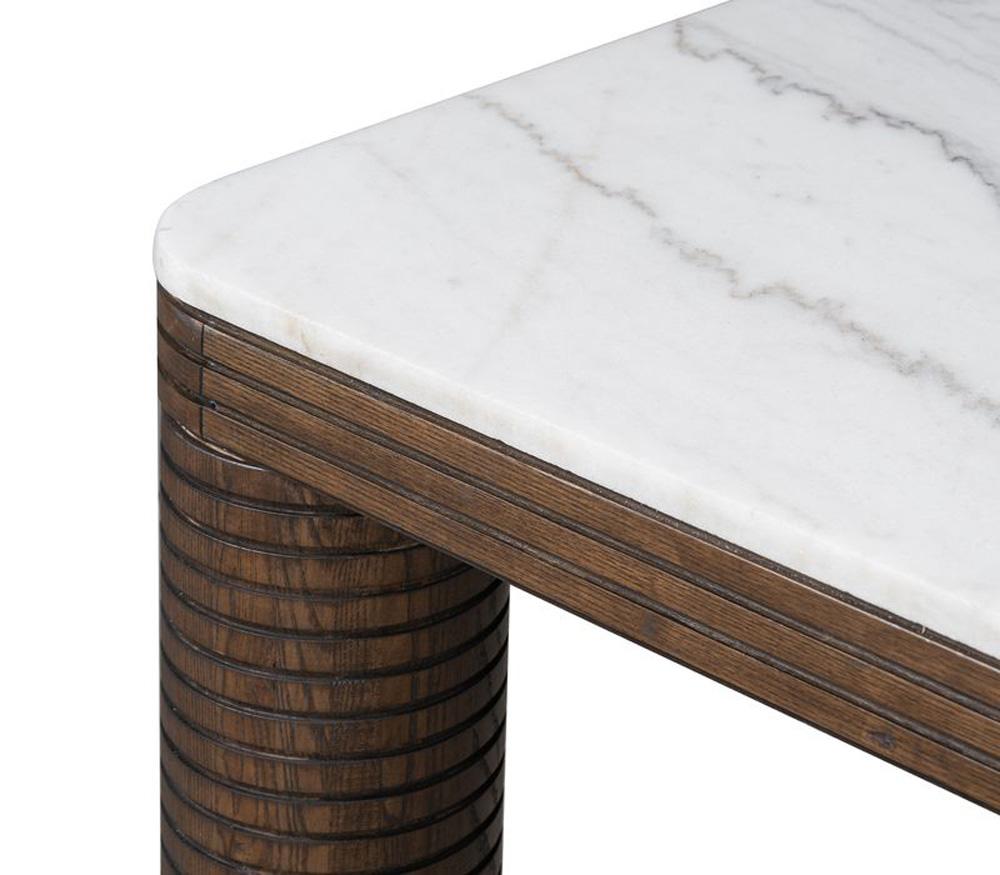 Alder & Tweed - Durham Brown Oak & White Marble 4-Leg Modern Design 95in Dining Table - AT60099-MCR/GWM veiw 5