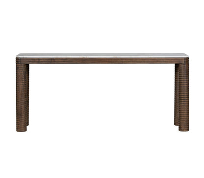 Alder & Tweed - Durham Oak Wood with Grecian White Marble Top 72in Console Table - AT9499-MCR/GWM veiw 1
