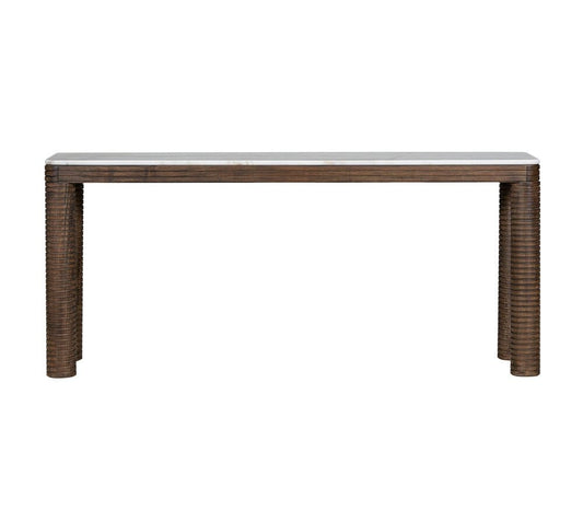 Alder & Tweed - Durham Oak Wood with Grecian White Marble Top 72in Console Table - AT9499-MCR/GWM veiw 1