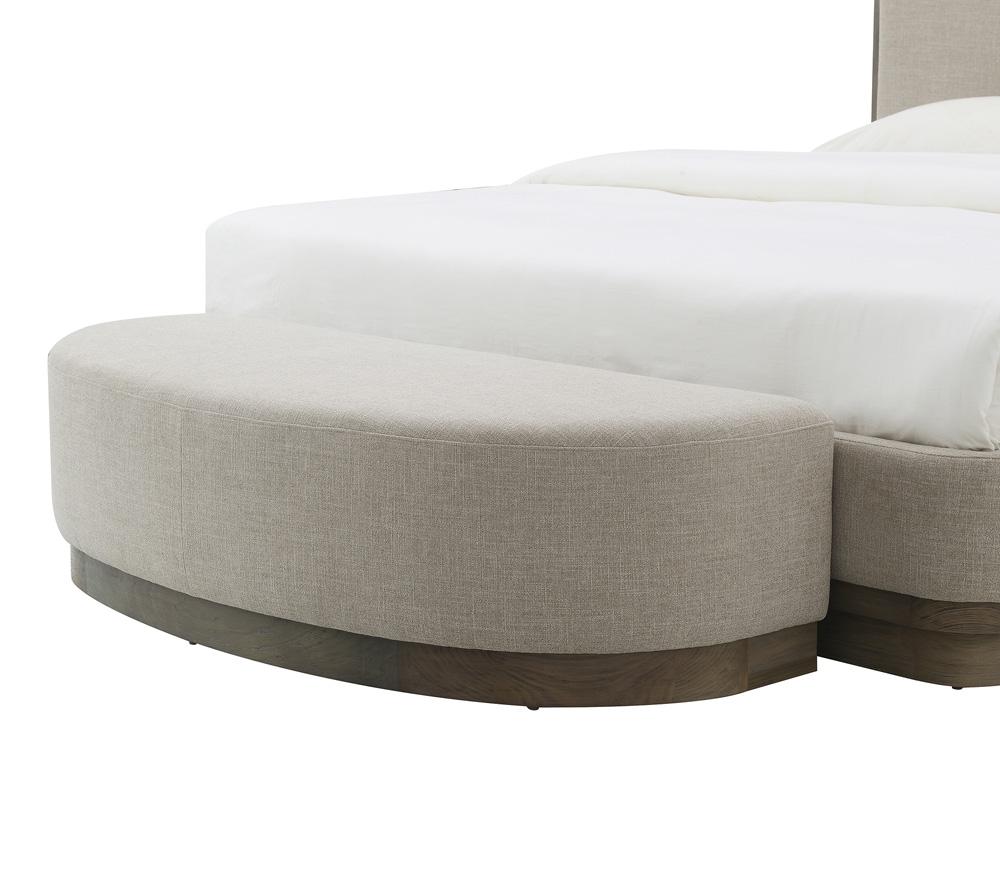 Alder & Tweed - Emery Upholstered Titan Tan Fabric Stone Wood Finish Popular Frame Modern Design 60.25in Curved Bench - AT9829-TTN/DDS veiw 3