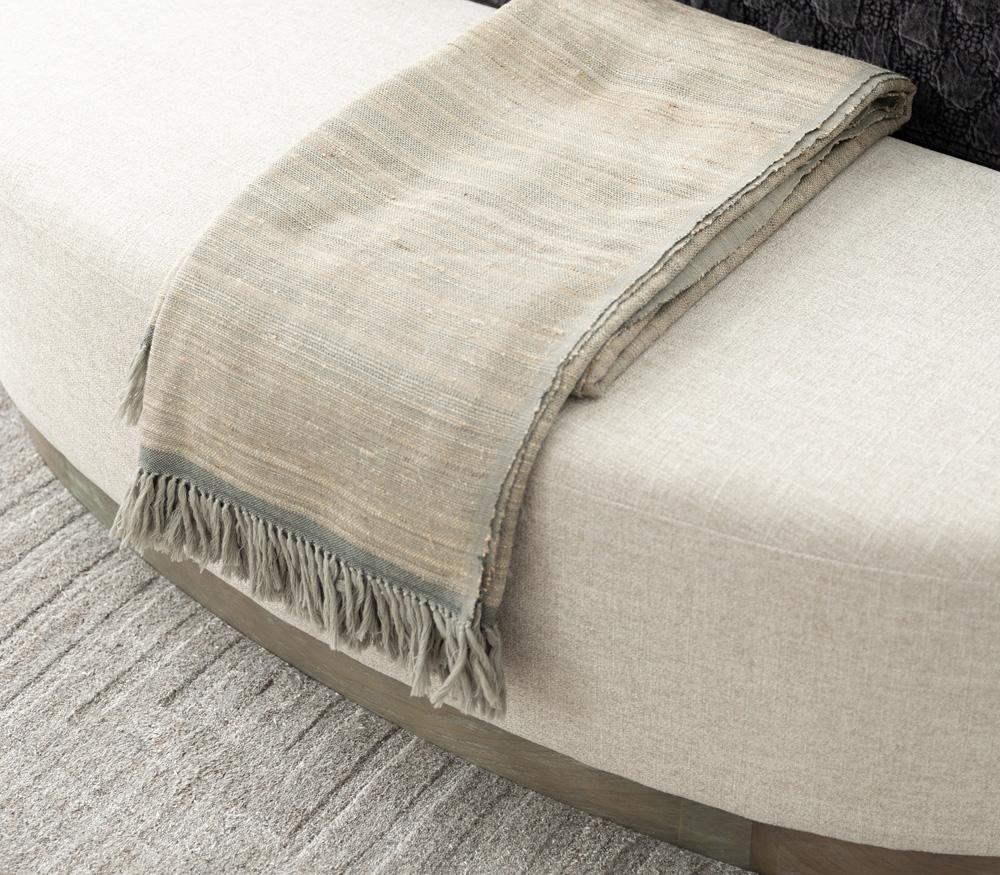 Alder & Tweed - Emery Upholstered Titan Tan Fabric Stone Wood Finish Popular Frame Modern Design 60.25in Curved Bench - AT9829-TTN/DDS veiw 4