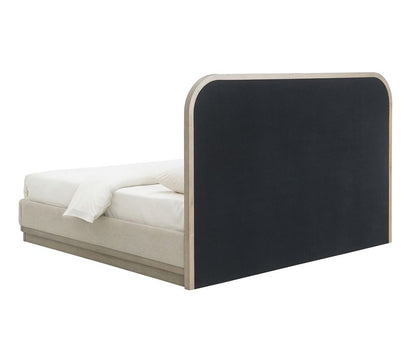 Alder & Tweed - Emery  Wood Upholstered Tan Fabric Stone Finish Modern Elegance Queen Bed  - AT40290Q-TTN/DDS veiw 3