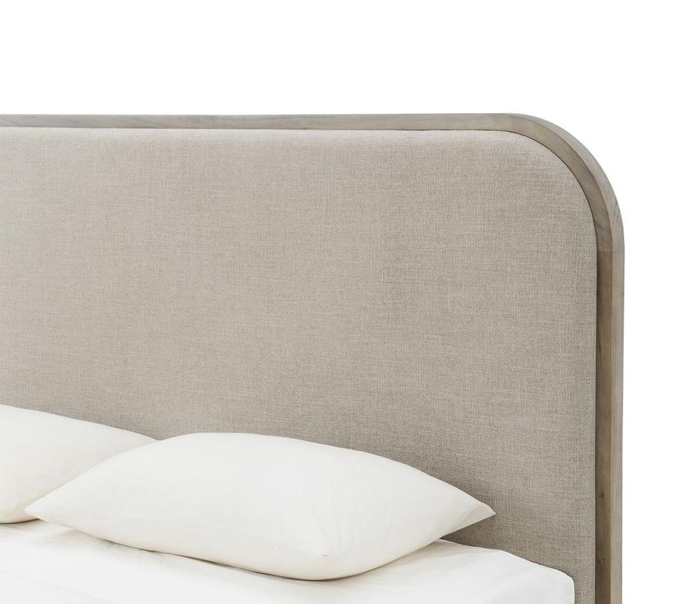 Alder & Tweed - Emery  Wood Upholstered Tan Fabric Stone Finish Modern Elegance Queen Bed  - AT40290Q-TTN/DDS veiw 4