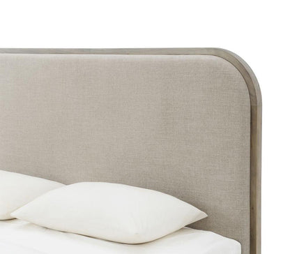 Alder & Tweed - Emery  Wood Upholstered Tan Fabric Stone Finish Modern Elegance Queen Bed  - AT40290Q-TTN/DDS veiw 4