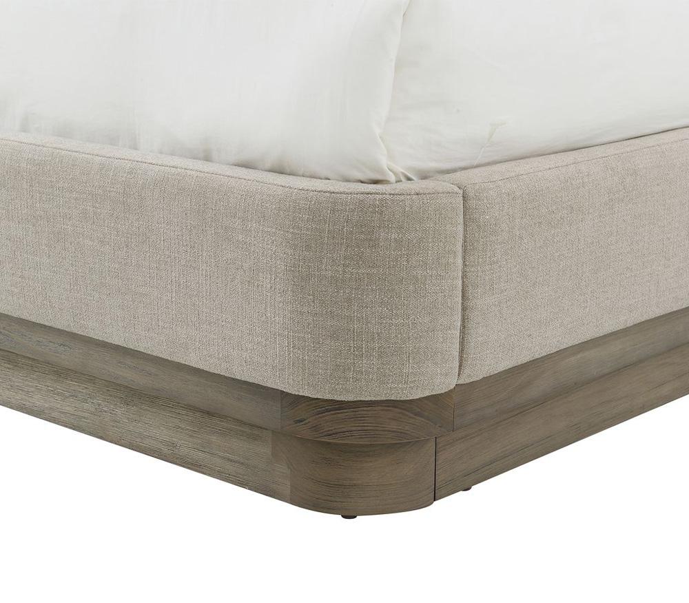 Alder & Tweed - Emery  Wood Upholstered Tan Fabric Stone Finish Modern Elegance Queen Bed  - AT40290Q-TTN/DDS veiw 5